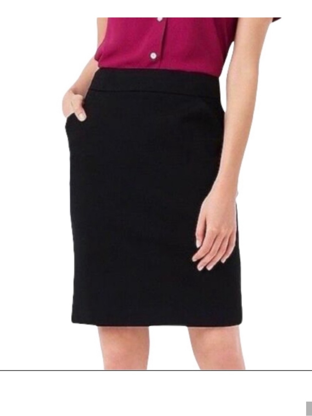 J. Crew Black Pencil Skirt Double Serge Cotton with Pockets Size 4 NWT Office
